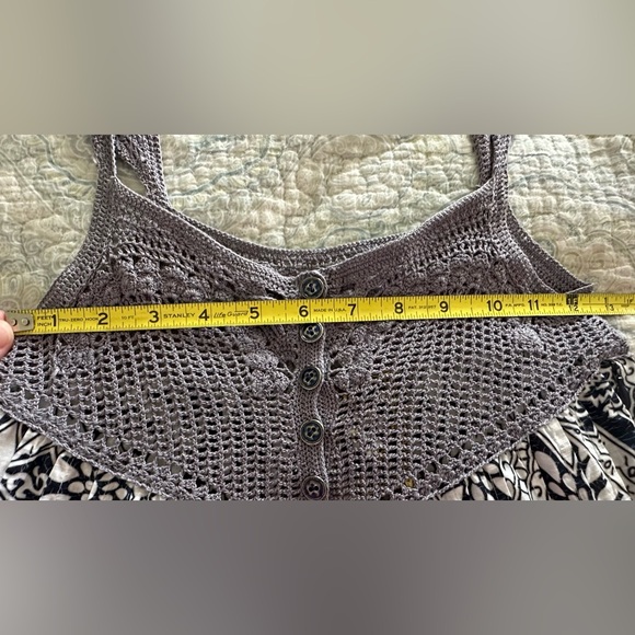 Free People Coastline Crochet Yoke Babydoll Dress Size 4 Gray Navy blue - Picture 3 of 13